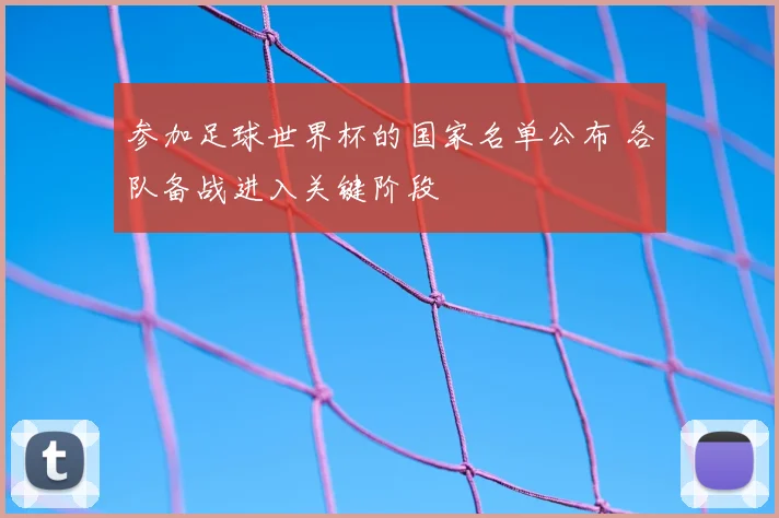 参加足球世界杯的国家名单公布 各队备战进入关键阶段